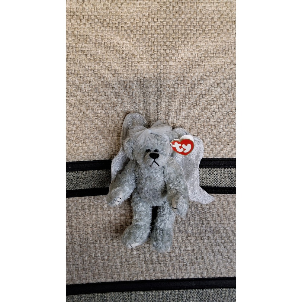Ty Attic Treasures Sterling Angel Bear Grey Plush Silver Wings 1993 Retired(B8)